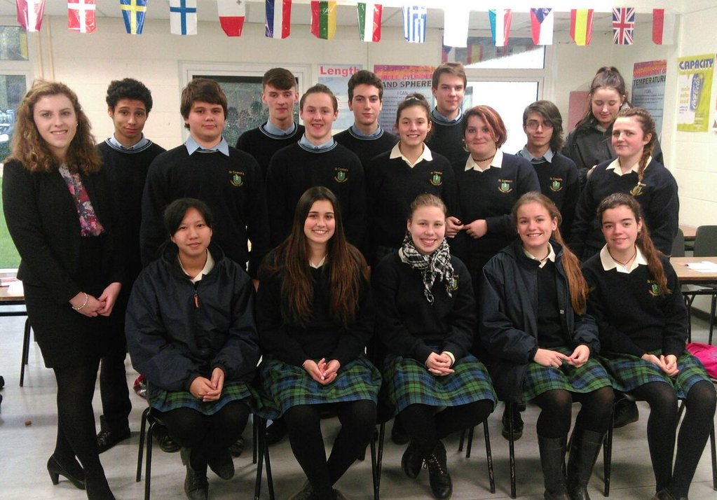 Niamh Hickey with the TY students of St. Tiernans Community School (Photo credit: St Tiernans CS)