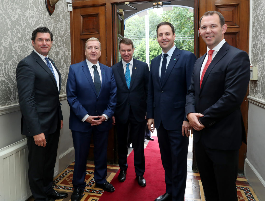 From left to right: Peter Oakes, Pat Breen TD, H.E Richard Andrews, Hon Steven Ciobo and Gavin Lee. Photograph courtesy of Australian Embassy to Ireland.